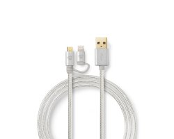 USB kabel 2-i-1, USB-A: Han - 