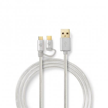 USB kabel 2-i-1, USB-A: Han - 