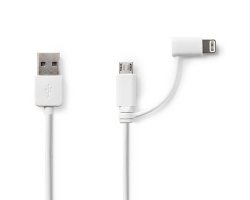 2-i-1 USB 2.0 kabel, USB-A: Ha